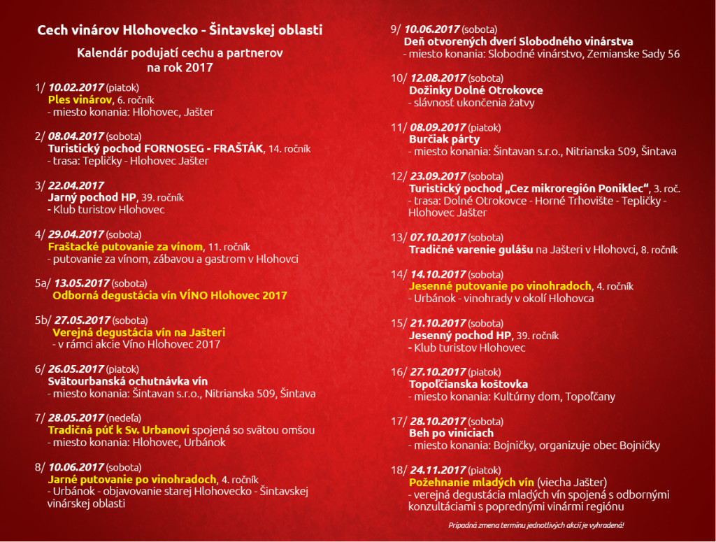 kalednar podujati 2017